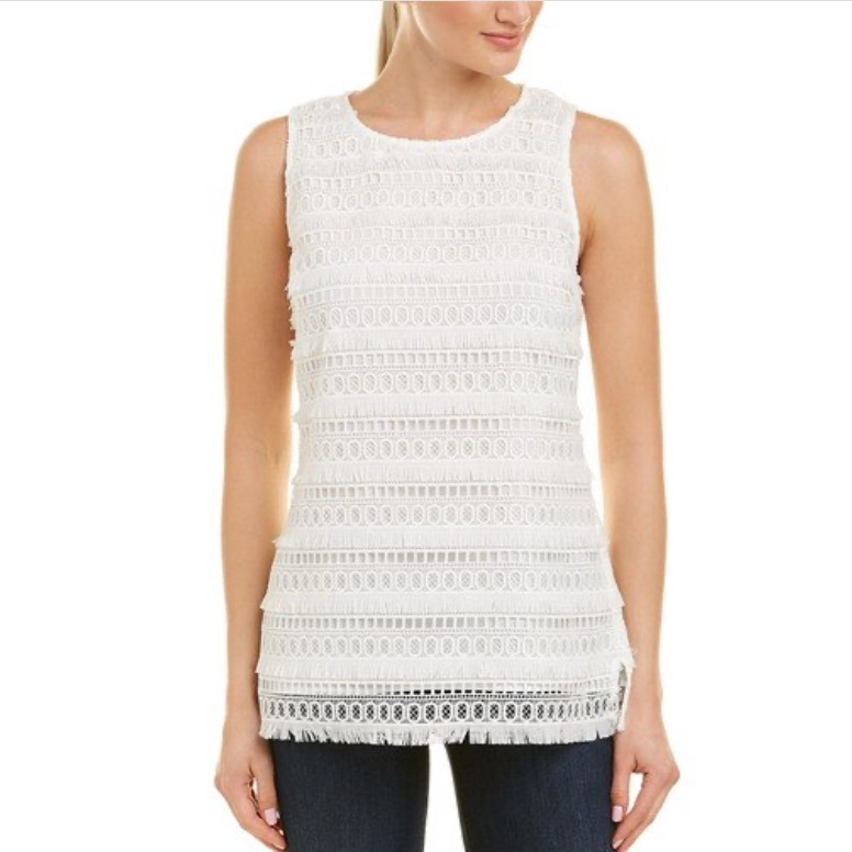 New Sail To Sable Sts Fringe Eyelet Sleeveless Top